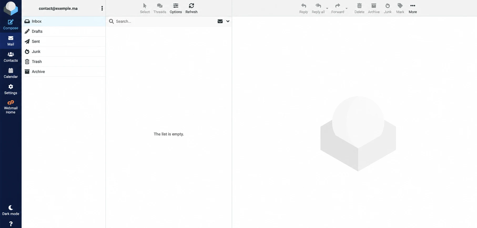 Accès à la nouvelle adresse professionnelle depuis le Webmail